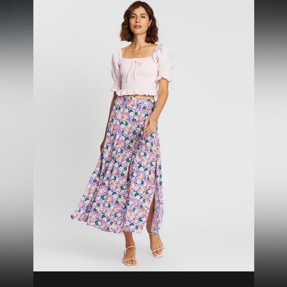 FAITHFULL the Brand RARE Cuesta Midi Skirt in Nefeli Print - Size 10 - Picture 13 of 15